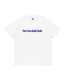 ビビッドストレートロゴ半袖Tシャツ（ホワイト/ブルー）
