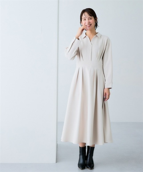 7days Life Styling(セブンデイズライフスタイリング)の「【選べる2タイプ】ダブルクロスウエスト切替ワンピース(ワンピース・レディース・ベージュ系/ブラック系/ネイビー系/ブラック/ベージュ/ネイビー・S/M/L/LL)」の9枚目の写真
