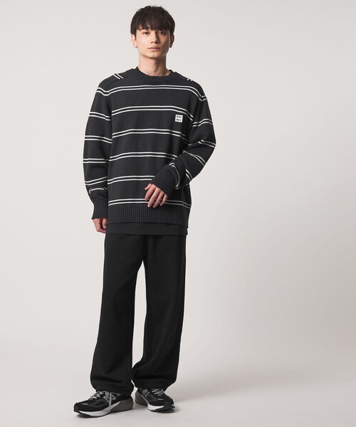 CITEN(シテン)の「<CITEN>ミドルゲージクルーネックニット ボーダー(ニット/セーター・メンズ・グレー系/ネイビー・M/L)」の3枚目の写真