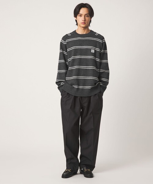 CITEN(シテン)の「<CITEN>ミドルゲージクルーネックニット ボーダー(ニット/セーター・メンズ・グレー系/ネイビー・M/L)」の5枚目の写真