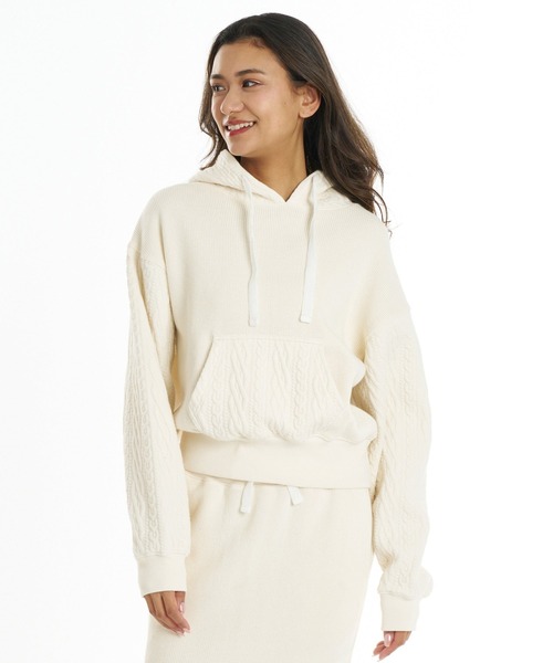 BILLABONG(ビラボン)の「BILLABONG ウィメンズ QUILT MIX LOOSE FIT PARKA パーカー 【2026年秋冬モデル】/ビラボン異素材ミックスプルオーバーフーディー(セットアップ対応可)(パーカー・レディース・ブラック/ホワイト・MEDIUM/LARGE)」の7枚目の写真
