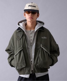 Perushu(�y���[�V��)��Vintage Washed Boa Collar Duck Flight Jacket�^���B���e�[�W�E�H�b�V�� �{�A�J���[ �_�b�N �t���C�g�W���P�b�g(�u���]��)