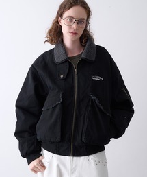 Perushu(�y���[�V��)��Vintage Washed Boa Collar Duck Flight Jacket�^���B���e�[�W�E�H�b�V�� �{�A�J���[ �_�b�N �t���C�g�W���P�b�g(�u���]��)