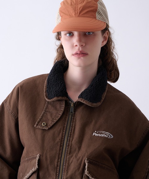 Perushu(ペルーシュ)の「Vintage Washed Boa Collar Duck Flight Jacket/ヴィンテージウォッシュ ボアカラー ダック フライトジャケット(ブルゾン・メンズ・カーキ/ブラウン/ブラック・MEDIUM/SMALL/LARGE)」の18枚目の写真