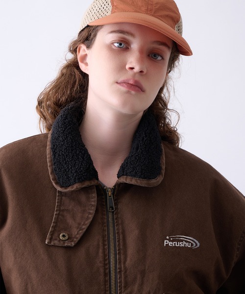 Perushu(ペルーシュ)の「Vintage Washed Boa Collar Duck Flight Jacket/ヴィンテージウォッシュ ボアカラー ダック フライトジャケット(ブルゾン・メンズ・カーキ/ブラウン/ブラック・MEDIUM/SMALL/LARGE)」の19枚目の写真