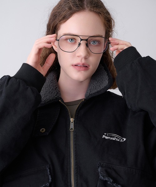 Perushu(ペルーシュ)の「Vintage Washed Boa Collar Duck Flight Jacket/ヴィンテージウォッシュ ボアカラー ダック フライトジャケット(ブルゾン・メンズ・カーキ/ブラウン/ブラック・MEDIUM/SMALL/LARGE)」の5枚目の写真