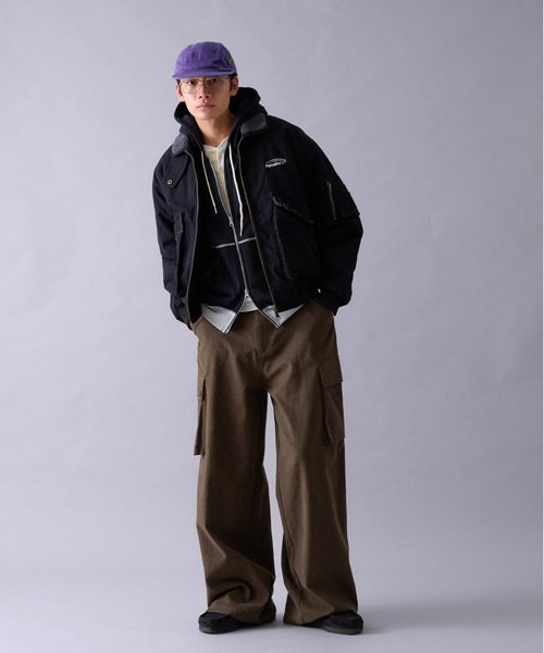 Perushu(ペルーシュ)の「Vintage Washed Boa Collar Duck Flight Jacket/ヴィンテージウォッシュ ボアカラー ダック フライトジャケット(ブルゾン・メンズ・カーキ/ブラウン/ブラック・MEDIUM/SMALL/LARGE)」の15枚目の写真