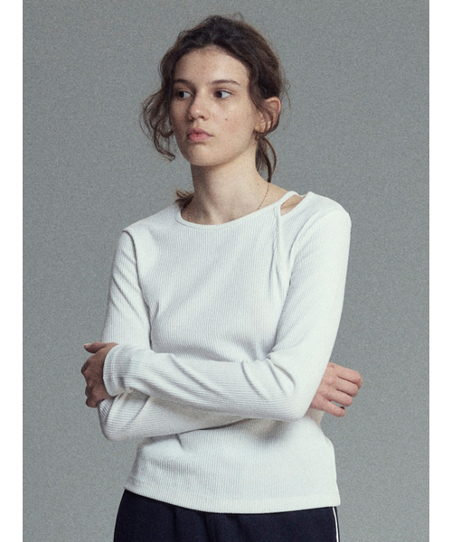 MALOUPE(マロップ)の「5117 肩ポイントスリムティ (ホワイト)(Tシャツ/カットソー・レディース・ホワイト・FREE)」の1枚目の写真