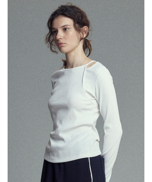 MALOUPE(マロップ)の「5117 肩ポイントスリムティ (ホワイト)(Tシャツ/カットソー・レディース・ホワイト・FREE)」の9枚目の写真