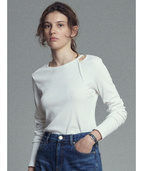 MALOUPE(マロップ)の「5117 肩ポイントスリムティ (ホワイト)(Tシャツ/カットソー・レディース・ホワイト・FREE)」の10枚目の写真
