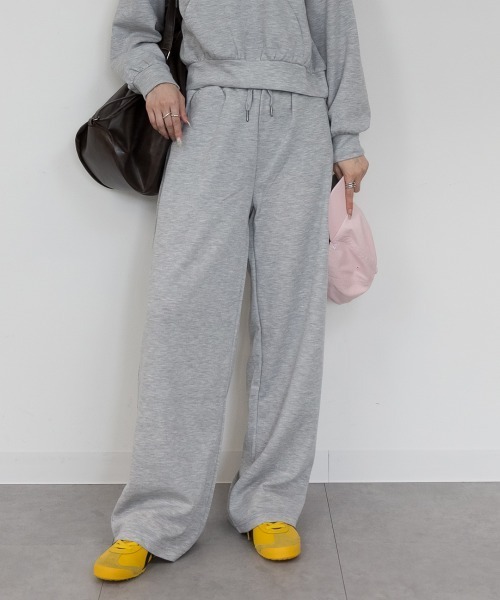 mellomela.(メロメラ)の「ダブルフェイススウェットワイドパンツ(スウェットパンツ・レディース・杢グレー/ブラック・M)」の5枚目の写真