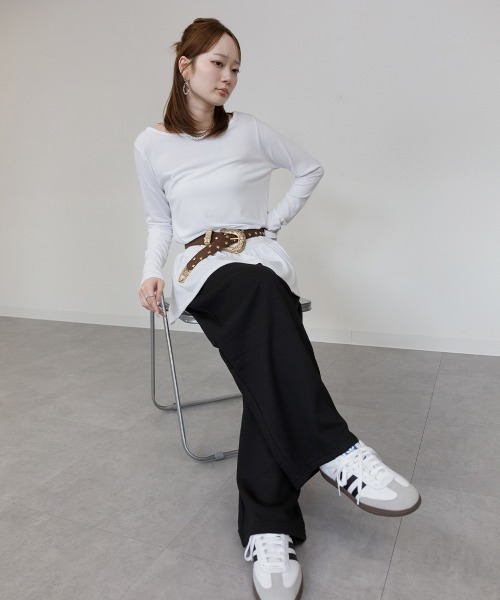 mellomela.(メロメラ)の「ダブルフェイススウェットワイドパンツ(スウェットパンツ・レディース・杢グレー/ブラック・M)」の11枚目の写真