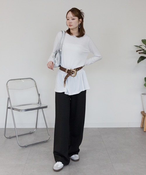 mellomela.(メロメラ)の「ダブルフェイススウェットワイドパンツ(スウェットパンツ・レディース・杢グレー/ブラック・M)」の12枚目の写真