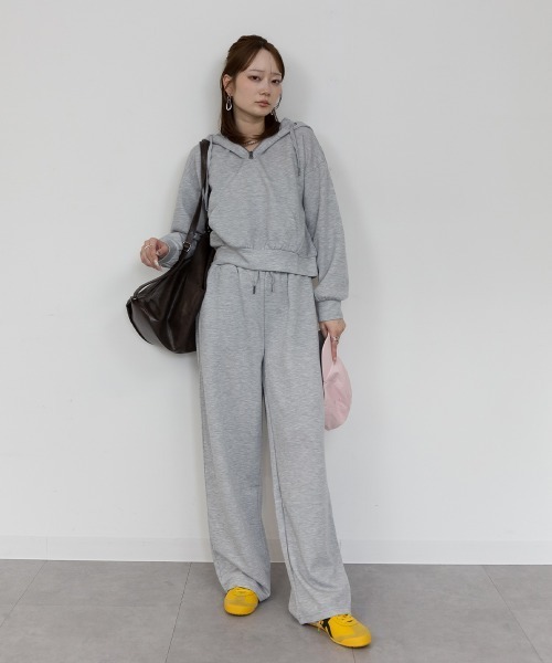 mellomela.(メロメラ)の「ダブルフェイススウェットワイドパンツ(スウェットパンツ・レディース・杢グレー/ブラック・M)」の14枚目の写真