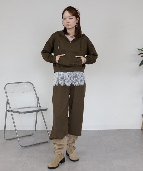 mellomela.(メロメラ)の「ダブルフェイススウェットワイドパンツ(スウェットパンツ・レディース・杢グレー/ブラック・M)」の17枚目の写真