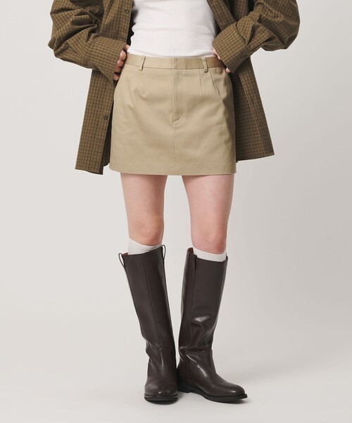 ER(イーアール)の「<ER>チノ ミニスカート(スカート・レディース・ベージュ/ダークグレー・S/M)」の2枚目の写真
