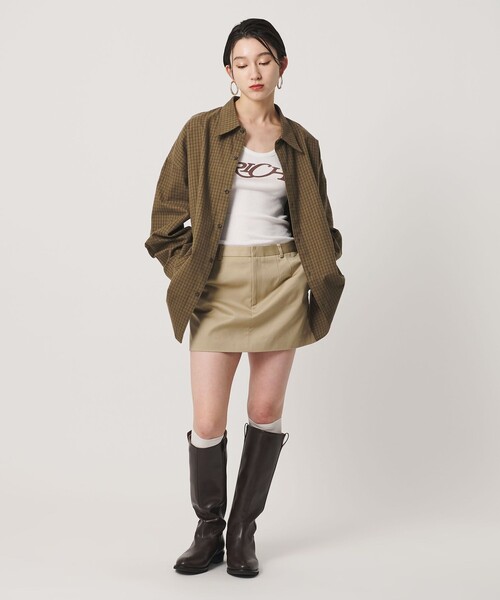 ER(イーアール)の「<ER>チノ ミニスカート(スカート・レディース・ベージュ/ダークグレー・S/M)」の3枚目の写真