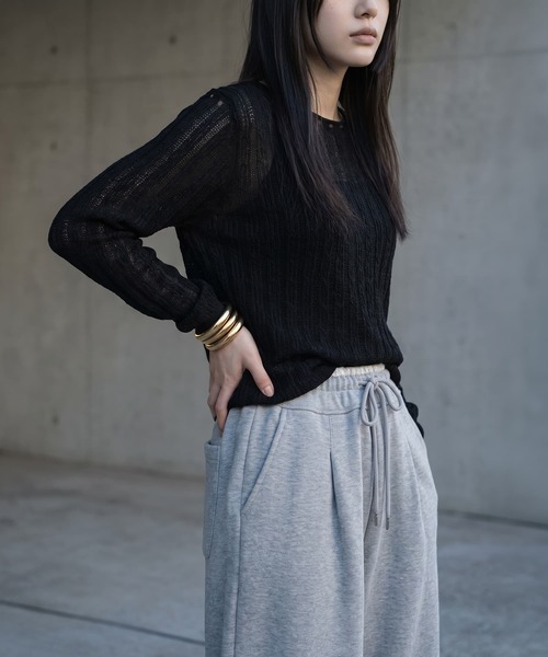 STYLE DELI(スタイルデリ)の「【BLK001】ライトメッシュインナートップス(Tシャツ/カットソー・レディース・ブラック/アイボリー・FREE)」の9枚目の写真