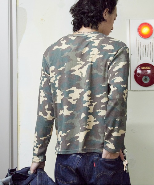ROOPTOKYO(ループトウキョウ)の「ワンポイント刺繍ワッフルヘンリーネックロンロンT カモフラージュ柄 迷彩柄 Tシャツ 長袖 ワッフル生地 カジュアル y2K ストリート メンズ レディース 2026年 秋 秋服 冬 冬服(Tシャツ/カットソー・メンズ・カーキ/カーキ系2・M/L)」の11枚目の写真