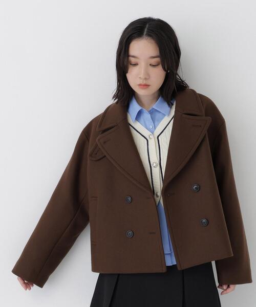 NATURAL BEAUTY BASIC(ナチュラルビューティーベーシック)の「【FABRICA】ショートPコート(ピーコート・レディース・ダークブラウン/ブラック/キャメル・FREE)」の3枚目の写真