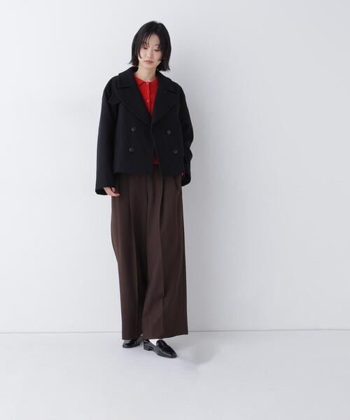 NATURAL BEAUTY BASIC(ナチュラルビューティーベーシック)の「【FABRICA】ショートPコート(ピーコート・レディース・ダークブラウン/ブラック/キャメル・FREE)」の4枚目の写真