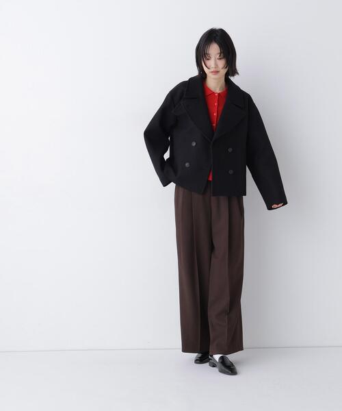 NATURAL BEAUTY BASIC(ナチュラルビューティーベーシック)の「【FABRICA】ショートPコート(ピーコート・レディース・ダークブラウン/ブラック/キャメル・FREE)」の6枚目の写真