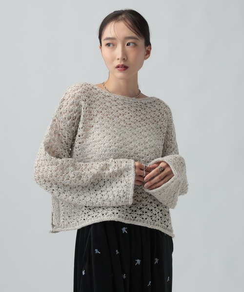 LEPSIM(レプシィム)の「不織布メッシュニット長袖プルオーバー 1057176(ニット/セーター・レディース・アイボリー/ライトピンク/ベージュ/ブラック・FREE)」の2枚目の写真