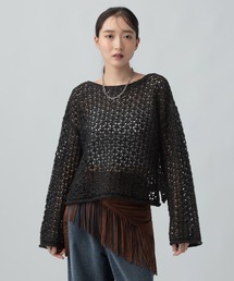 不織布メッシュニット長袖プルオーバー　1057176