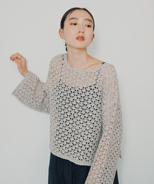 LEPSIM(レプシィム)の「不織布メッシュニット長袖プルオーバー 1057176(ニット/セーター・レディース・アイボリー/ライトピンク/ベージュ/ブラック・FREE)」の15枚目の写真
