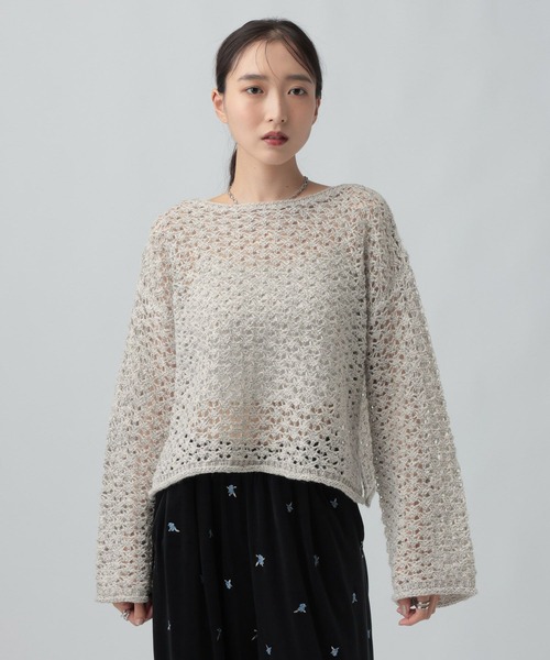 LEPSIM(レプシィム)の「不織布メッシュニット長袖プルオーバー 1057176(ニット/セーター・レディース・アイボリー/ライトピンク/ベージュ/ブラック・FREE)」の12枚目の写真