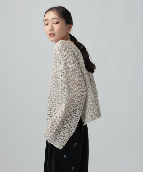 LEPSIM(レプシィム)の「不織布メッシュニット長袖プルオーバー 1057176(ニット/セーター・レディース・アイボリー/ライトピンク/ベージュ/ブラック・FREE)」の13枚目の写真