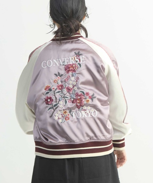 CONVERSE TOKYO(コンバーストウキョウ)の「FLOWER EMBROIDERY SOUVENIR JACKET(ブルゾン・レディース・ピンク/ボルドー/グレー・FREE)」の3枚目の写真