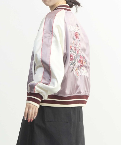 CONVERSE TOKYO(コンバーストウキョウ)の「FLOWER EMBROIDERY SOUVENIR JACKET(ブルゾン・レディース・ピンク/ボルドー/グレー・FREE)」の8枚目の写真