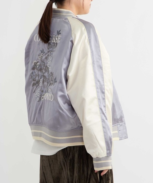 CONVERSE TOKYO(コンバーストウキョウ)の「FLOWER EMBROIDERY SOUVENIR JACKET(ブルゾン・レディース・ピンク/ボルドー/グレー・FREE)」の12枚目の写真