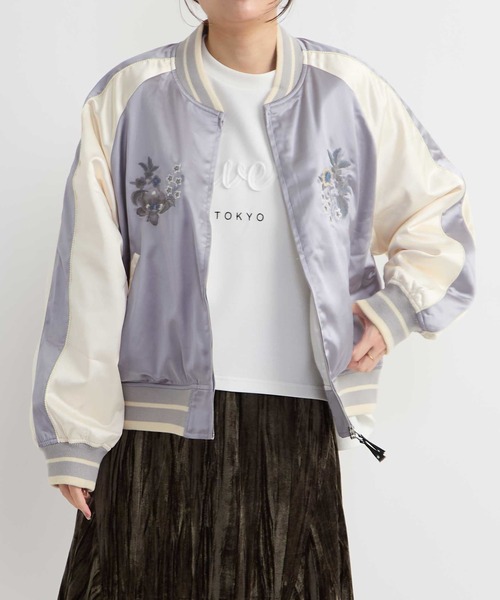 CONVERSE TOKYO(コンバーストウキョウ)の「FLOWER EMBROIDERY SOUVENIR JACKET(ブルゾン・レディース・ピンク/ボルドー/グレー・FREE)」の14枚目の写真