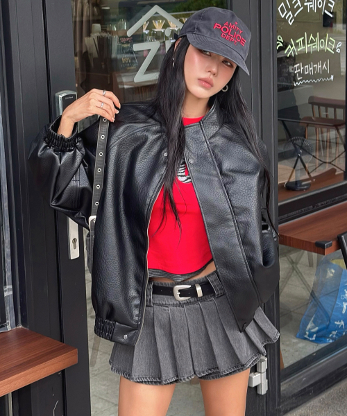 LADY VOLUME(レディーボリューム)の「9253 オーバーサイズレザーブルゾン (ブラック)(ライダースジャケット・レディース・その他・FREE)」の1枚目の写真