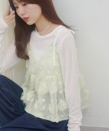 【umm.】肩リボン立体花柄キャミ