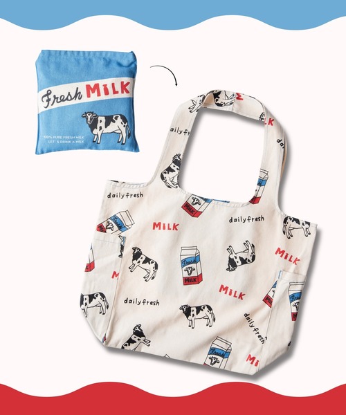 CHELSEA New York(チェルシーニューヨーク)の「PACKABLEツイルマルシェバッグ(エコバッグ/サブバッグ・レディース・ホワイト×イエロー/B/O/S/インディゴブルー/ブルー/イエロー/レッド・FREE)」の1枚目の写真