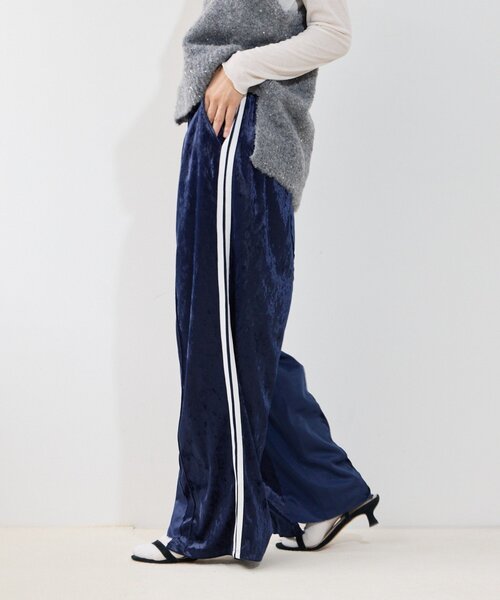 etsinta(エシンタ)の「【etsinta】リメイクベロアジャージーパンツ(その他パンツ・レディース・ネイビー/ピンク・ONE SIZE)」の1枚目の写真
