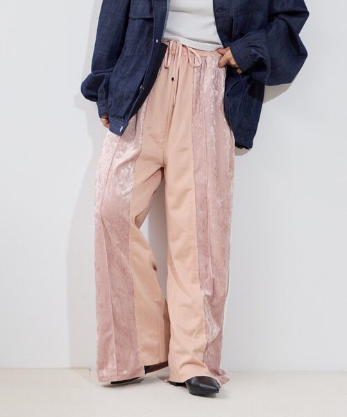 etsinta(エシンタ)の「【etsinta】リメイクベロアジャージーパンツ(その他パンツ・レディース・ネイビー/ピンク・ONE SIZE)」の3枚目の写真