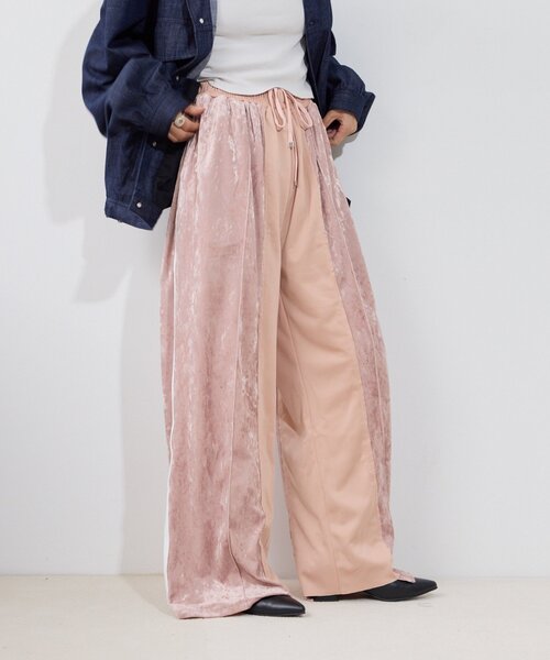 etsinta(エシンタ)の「【etsinta】リメイクベロアジャージーパンツ(その他パンツ・レディース・ネイビー/ピンク・ONE SIZE)」の5枚目の写真