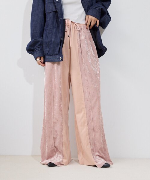 etsinta(エシンタ)の「【etsinta】リメイクベロアジャージーパンツ(その他パンツ・レディース・ネイビー/ピンク・ONE SIZE)」の6枚目の写真