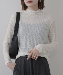 立体ぽこぽこハイネックトップス 長袖