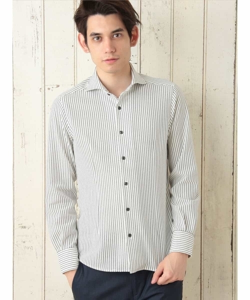 MICHEL KLEIN HOMME (ミッシェルクランオム)の「ストライプジャガードカットシャツ(シャツ/ブラウス・メンズ・ネイビー/ラベンダー/ブルー/ホワイト・MEDIUM/X-LARGE/LARGE)」の2枚目の写真