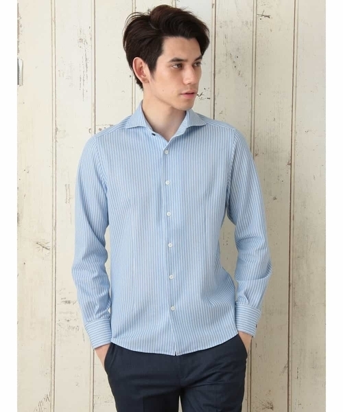 MICHEL KLEIN HOMME (ミッシェルクランオム)の「ストライプジャガードカットシャツ(シャツ/ブラウス・メンズ・ネイビー/ラベンダー/ブルー/ホワイト・MEDIUM/X-LARGE/LARGE)」の9枚目の写真