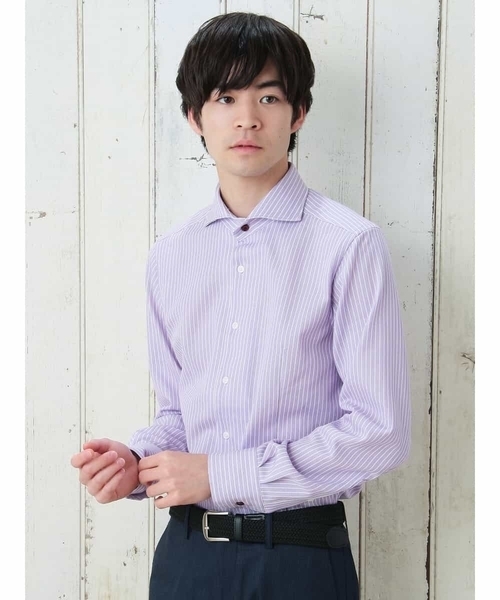 MICHEL KLEIN HOMME (ミッシェルクランオム)の「ストライプジャガードカットシャツ(シャツ/ブラウス・メンズ・ネイビー/ラベンダー/ブルー/ホワイト・MEDIUM/X-LARGE/LARGE)」の8枚目の写真