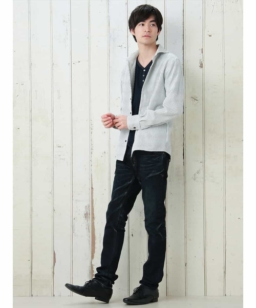 MICHEL KLEIN HOMME (ミッシェルクランオム)の「ストライプジャガードカットシャツ(シャツ/ブラウス・メンズ・ネイビー/ラベンダー/ブルー/ホワイト・MEDIUM/X-LARGE/LARGE)」の5枚目の写真