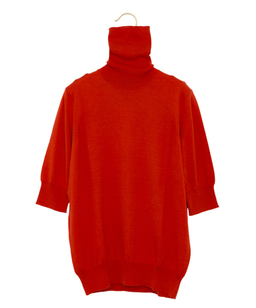 ▼ドゥロワー drawer【1】 カシミヤ100 タートルリブニット レッド ▽ドゥロワー drawer【1】 カシミヤ100 タートルリブニット