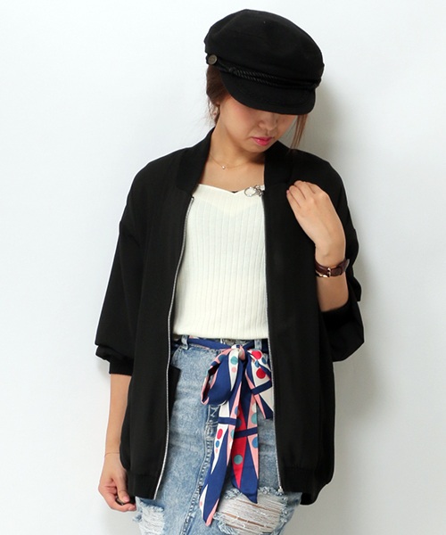 VENCEEXCHANGE（ヴァンスエクスチェンジ）の「ビックシルエットブルゾン（ブルゾン・レディース・オフホワイト/ブラック/カーキ・MEDIUM）」の7枚目の写真