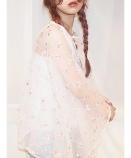 merry jenny（メリージェニー）の「おはな刺繍のスクエアＴＯＰＳ（シャツ/ブラウス・レディース・ブラック/オフホワイト・FREE）」の14枚目の写真